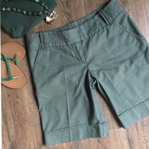 Tom K Nguyen Pinstripe Bermuda Shorts Green